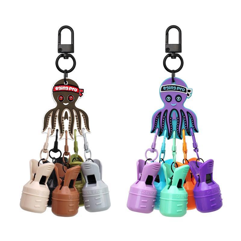 Fishing Lure Accessories - 6個入り/セット。実用的なウェブフット型イカ釣り用ジグ。カラビナ付き、傘型、カットルフィッシュ型ルアー、フックカバー、釣り用アクセサリー。